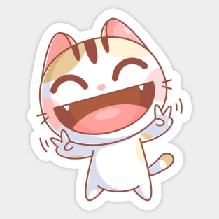 Cute cat is laughing Sticker